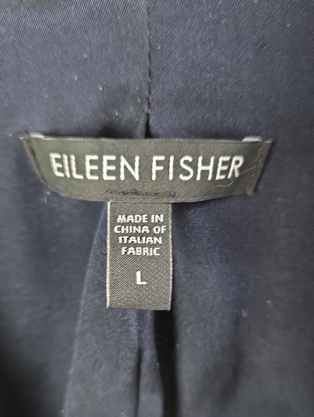 Eileen Fisher Navy Blue 4-Button Blazer Sz L Viscose Nylon Spandex Blend - Picture 2 of 12